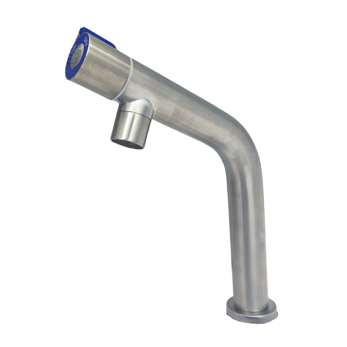 Grifería para Lavamanos de Agua Fría con Manilla Acero Inoxidable, Salida Agua Malla Plástica