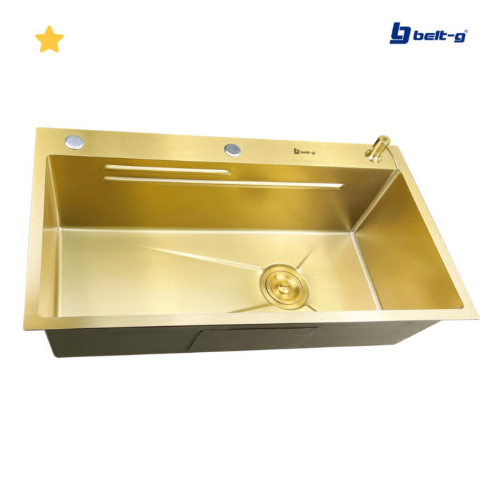 Fregadero Belt-G  Golden Brush una Tina 82x45 Sobre Tope Acero