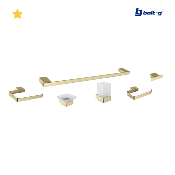 Accesorios para Baño Belt-G Modelo 202 Golden Brush 6 Piezas (Dorado)