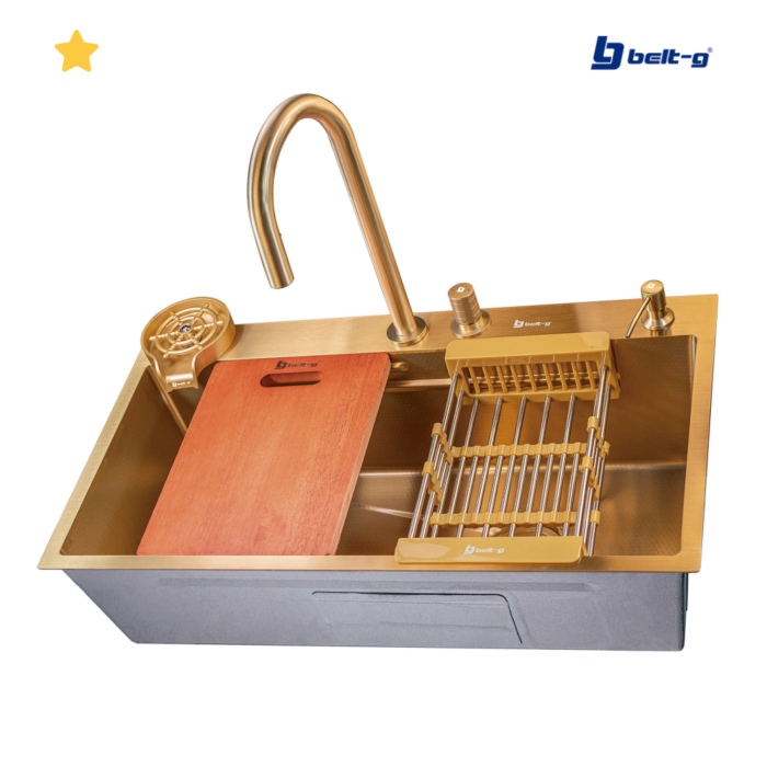 Fregadero Multifuncional Marca Belt-G Slott Extensible Golden Brush (Dorado) con Todo