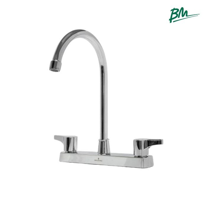 Grifería para Fregadero Cuello Cisne Monomando 8" Dos Temperaturas Agua Fría y Caliente