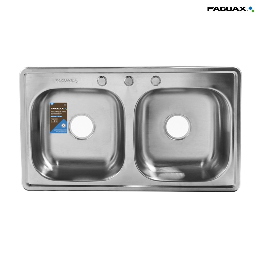 Faguax Fregadero Inoxidable Doble Tina, Doble Desagüe 48x84