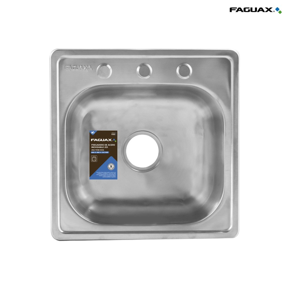Fregadero Acero Inoxidable 201 Una Ponchera 480 mm x 480 mm x 150 mm
