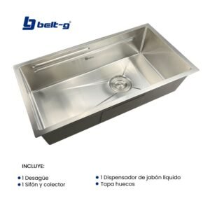 FREGADERO 82x45 UNA TINA BAJO TOPE ACERO INOXIDABLE Belt-G