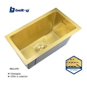 FREGADERO 25x45 UNA TINA BAJO TOPE ACERO NANO GOLDEN BRUSH Belt-G
