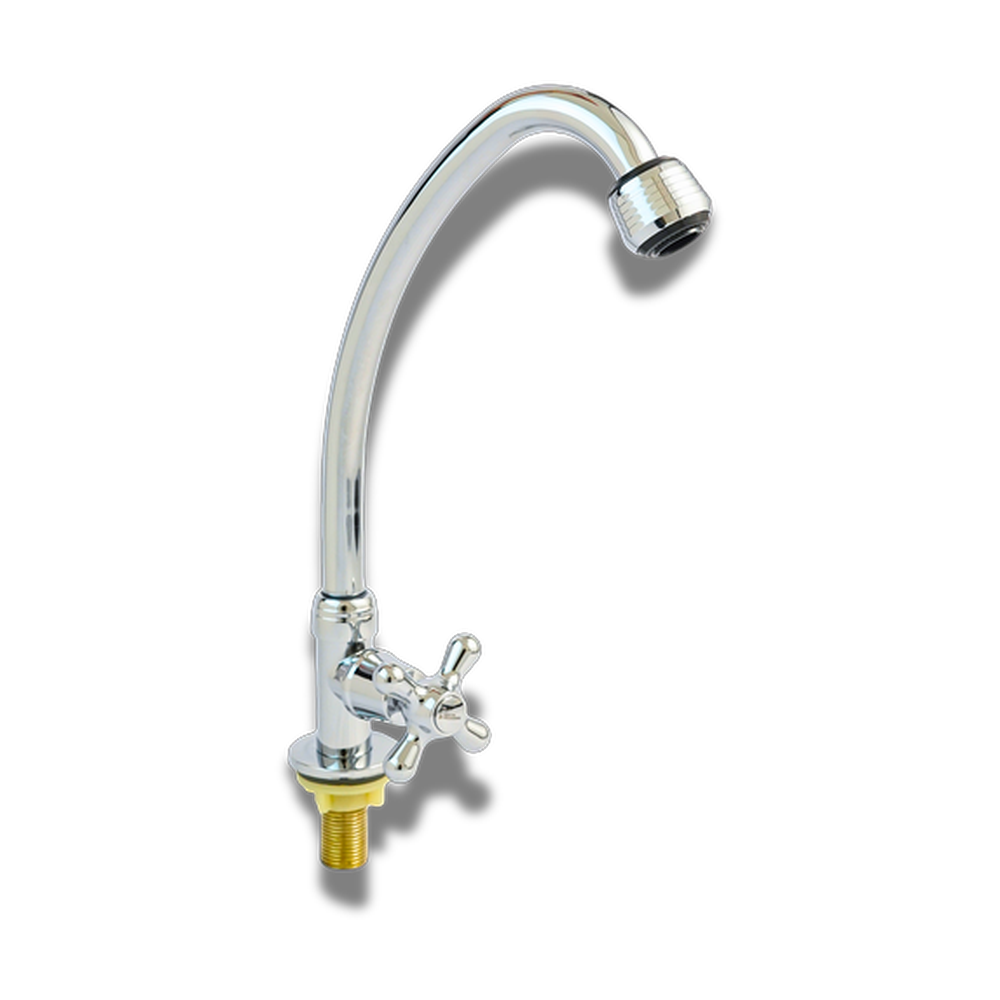 Grifería de fregadero Cromada Cuello de cisne Agua fría