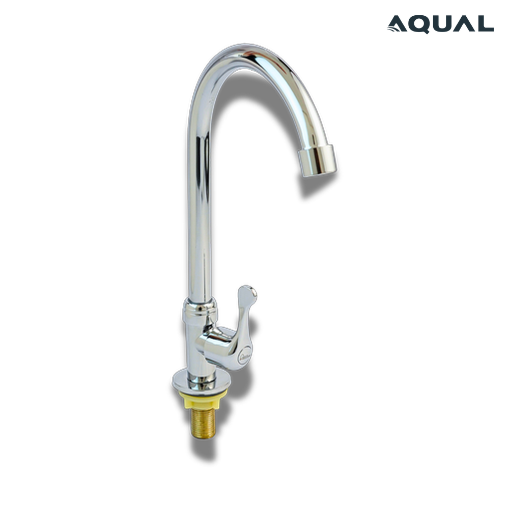 Aqual Grifería de fregadero Cromada Cuello de cisne Agua fría