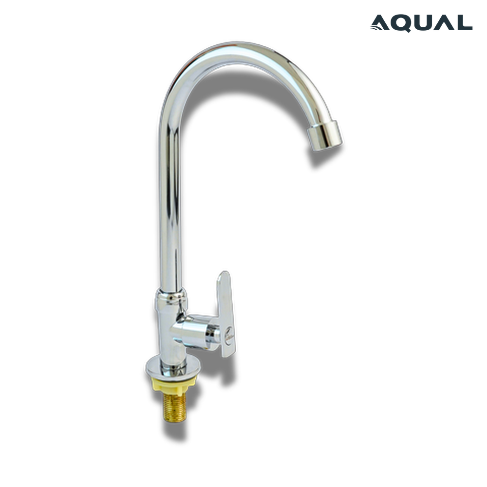 Grifería de fregadero Cromada Cuello de cisne Agua fría