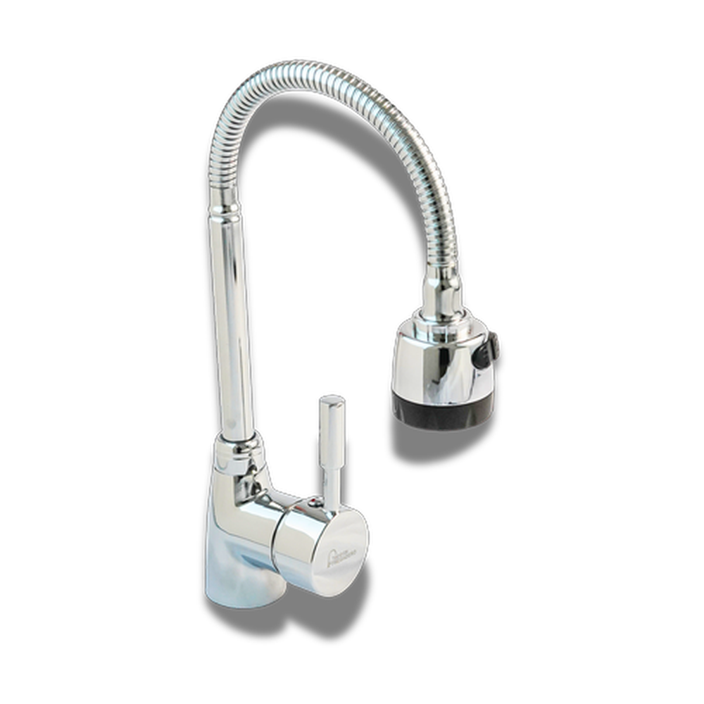 Grifería de fregadero Cromada Cuello de cisne flexible Monomando