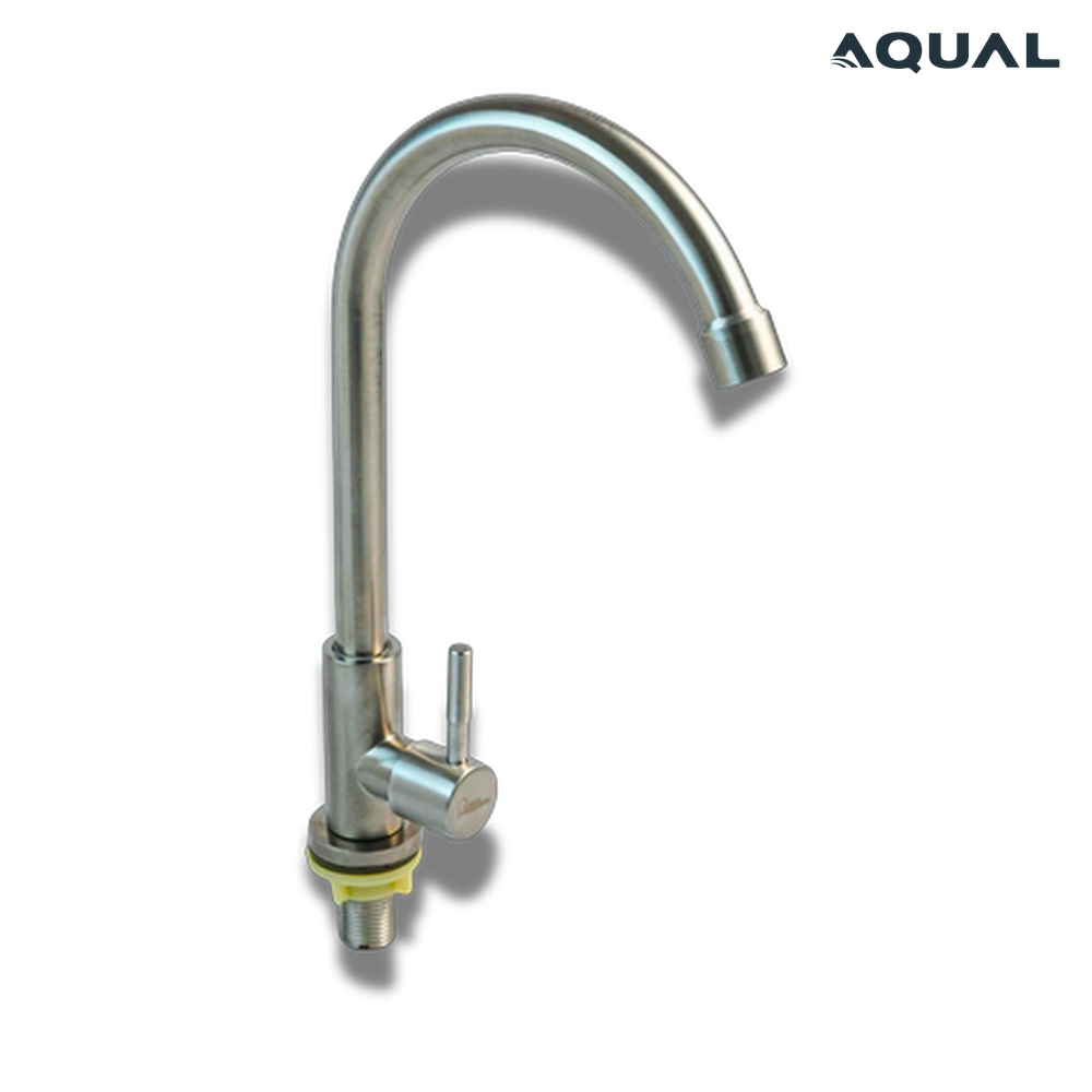 Grifería de fregadero Cuello de cisne Agua fría Satinada