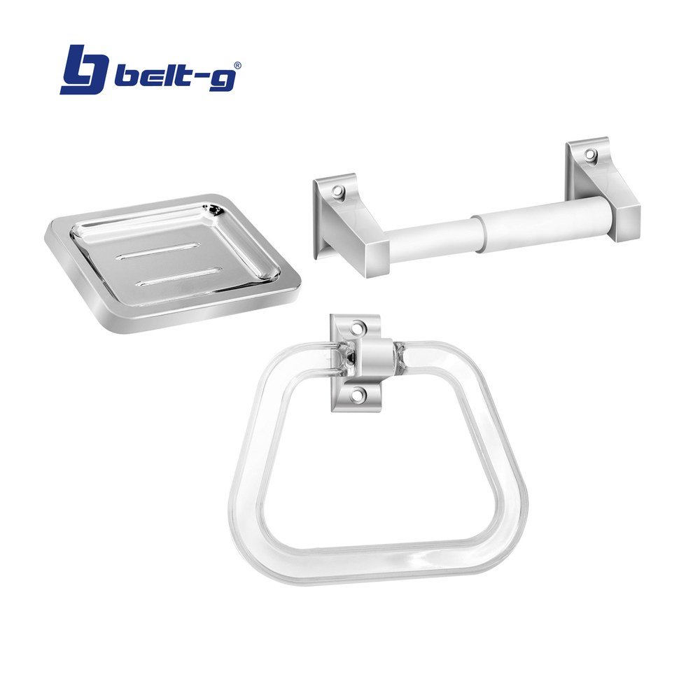 ACCESORIOS PARA BAÑO 3 Pzas. ( PLASTICO-CROMADO ) Belt-G