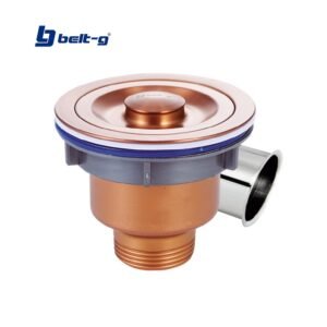 DESAGUE FREGADERO ACERO INOX. CON CANASTA Y TAPA ROSE GOLD Belt-G