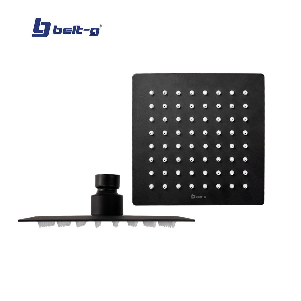 Belt-G Regadera Anticalcárea 6" Ultra Plana Cuadrada Black