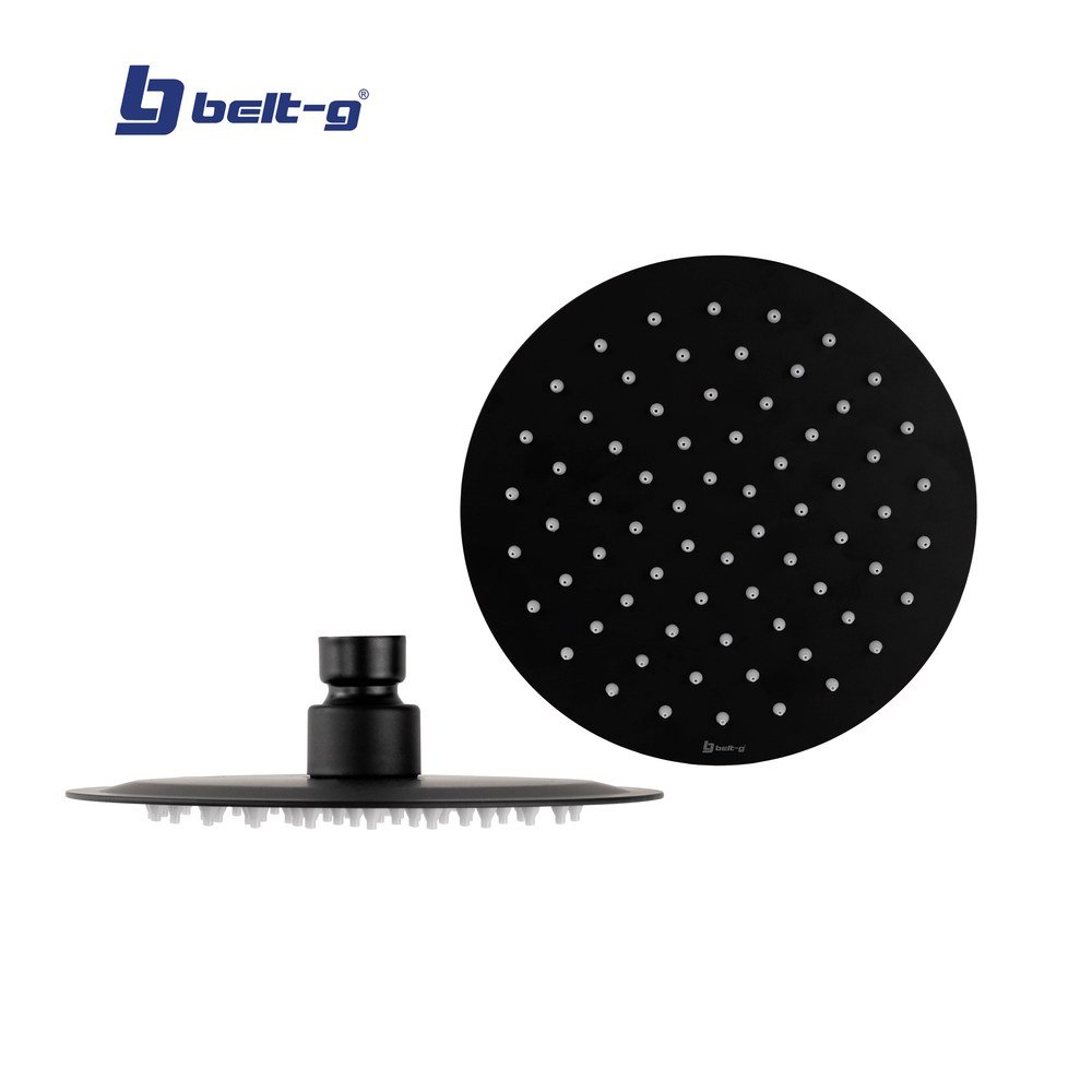 REGADERA ANTICALCAREA 8" ULTRA PLANA REDONDA BLACK Belt-G