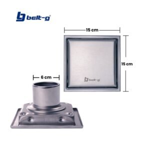 REJILLA ACERO INOX. DOBLE FACE 15cm PARA TUBO 3" CUADRADA Belt-G