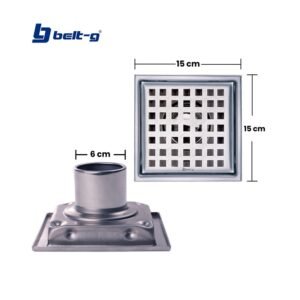 REJILLA ACERO INOX. ANTICUCARACHA 15cm PARA TUBO 3" CUADRADA Belt-G