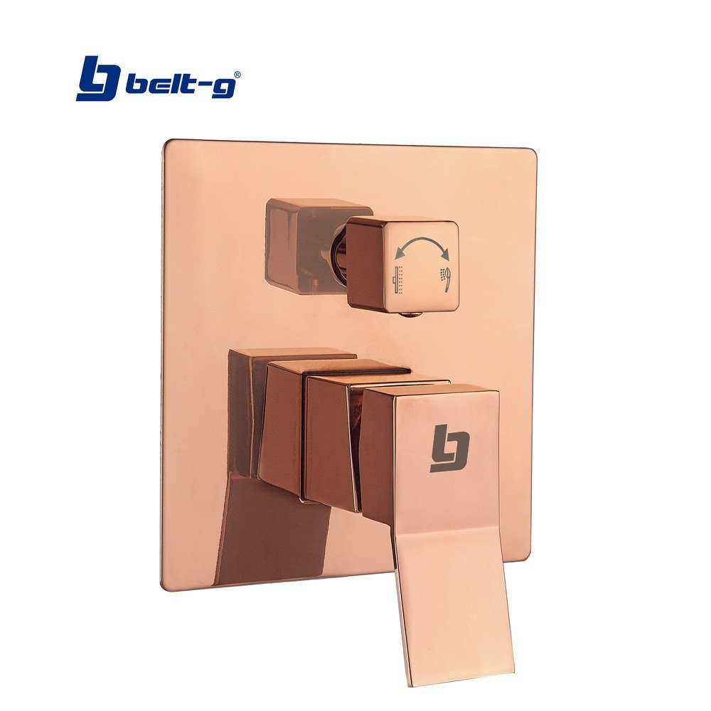 GRIFO DUCHA MONOMANDO CON DIVERTOR PIAZZA ROSE GOLD Belt-G