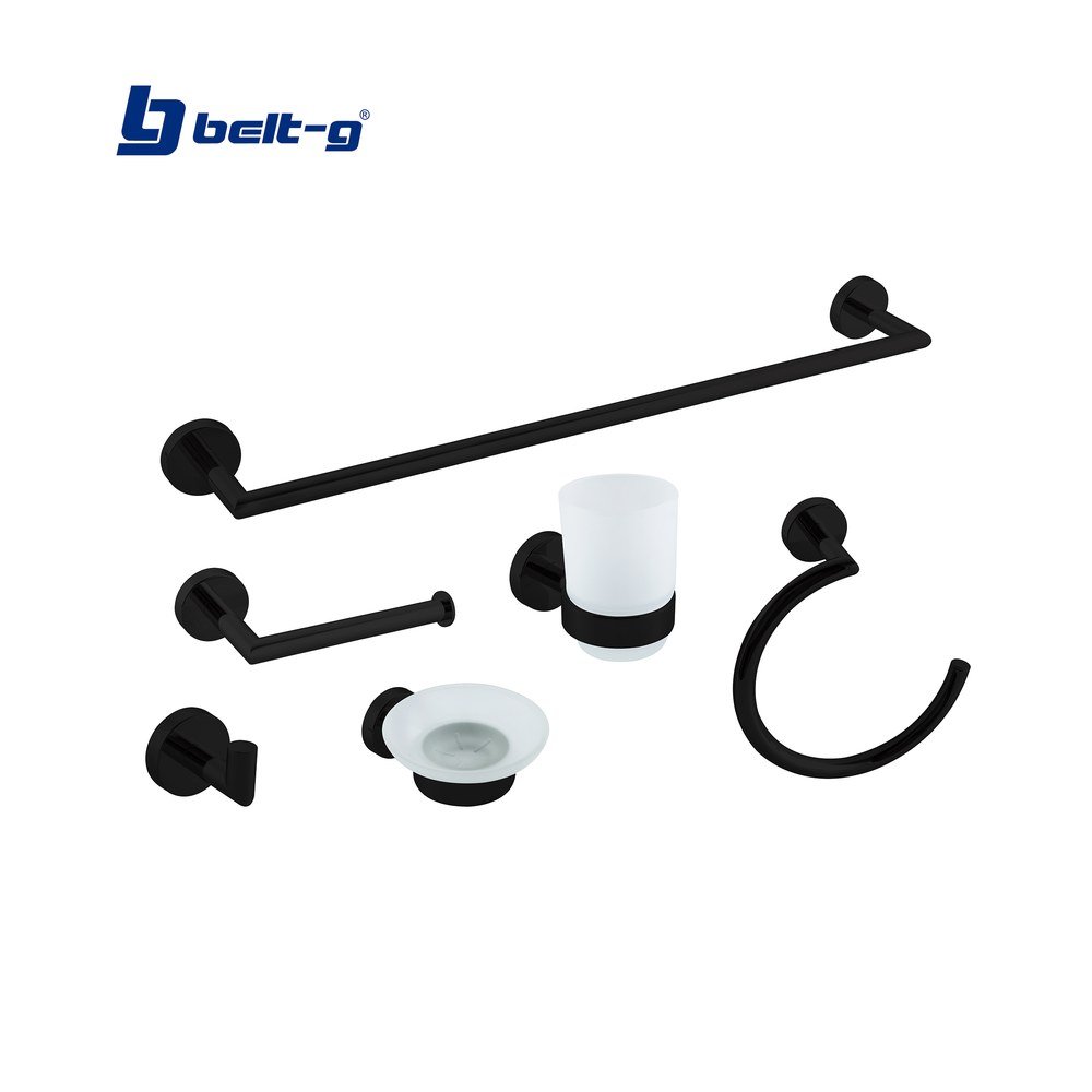 Belt-G Accesorios para Baño 6 Pzas. Mod. 204 Black