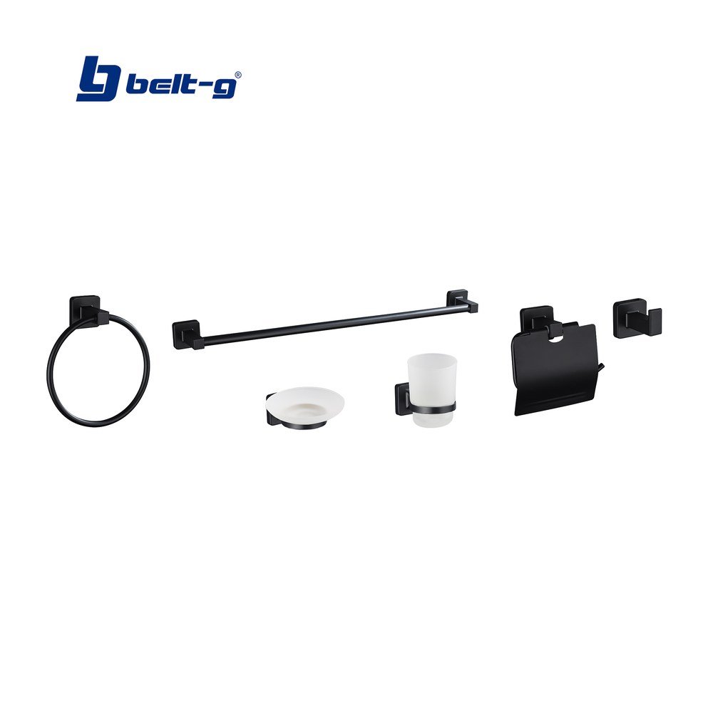 Belt-G Accesorios para Baño 6 Pzas. Mod. 110 Black