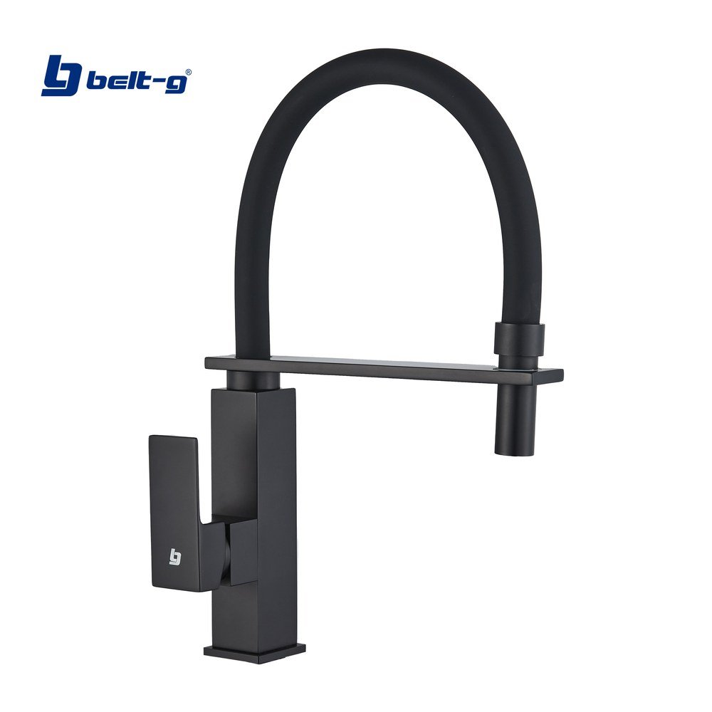 GRIFO FREGADERO MONOMANDO SQUARE FLEXIBLE BLACK Belt-G