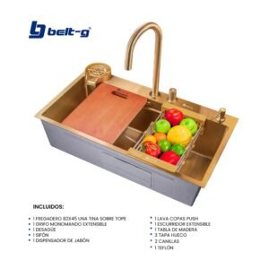 FREGADERO MULTIFUNCIONAL 82x45 SLOTT EXTENSIBLE GOLDEN BRUSH Belt-G