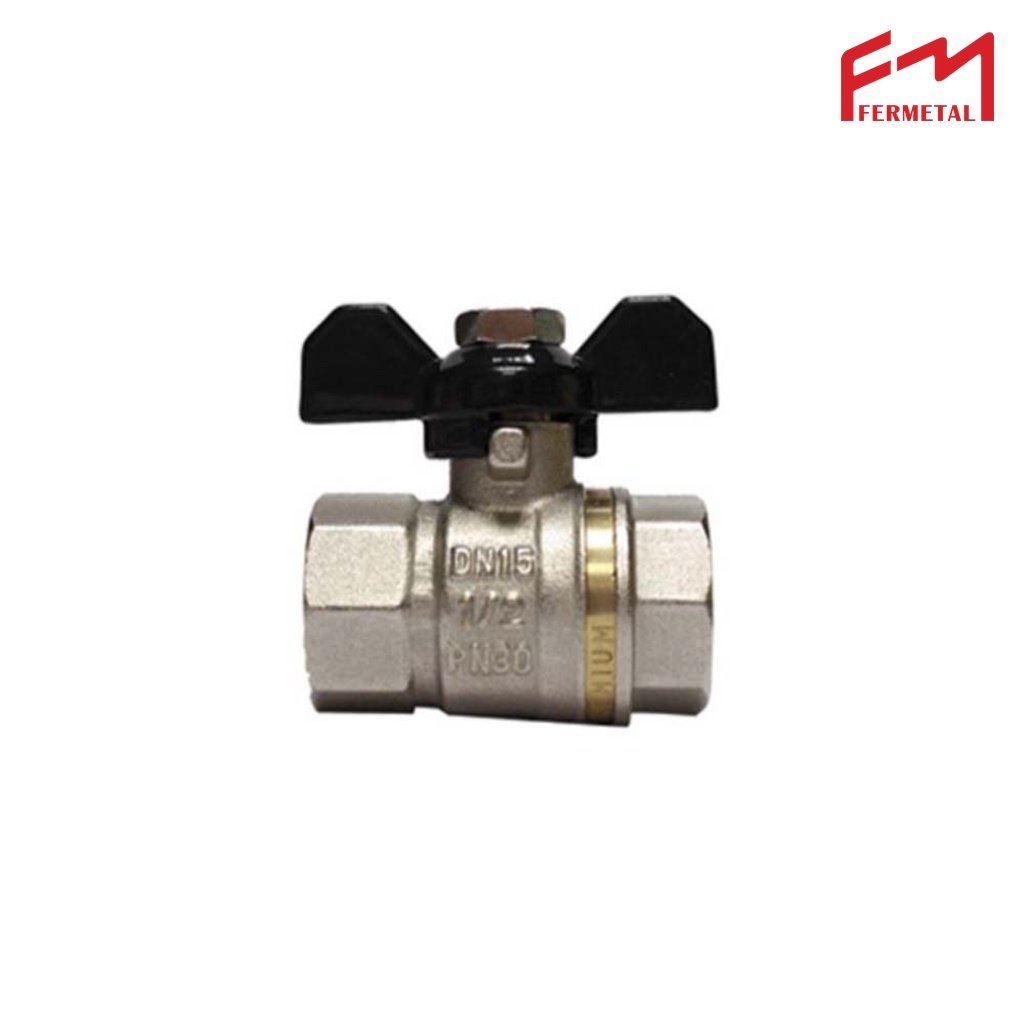 Llave de bola pesada cromada 1/2" paso completo manilla mariposa
