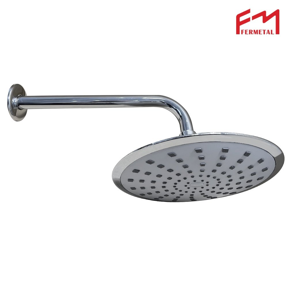 Regadera redonda cromada 8" con brazo