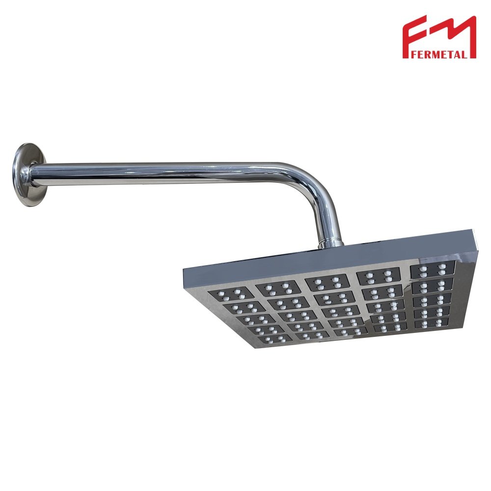 Regadera cuadrada cromada 8" con brazo