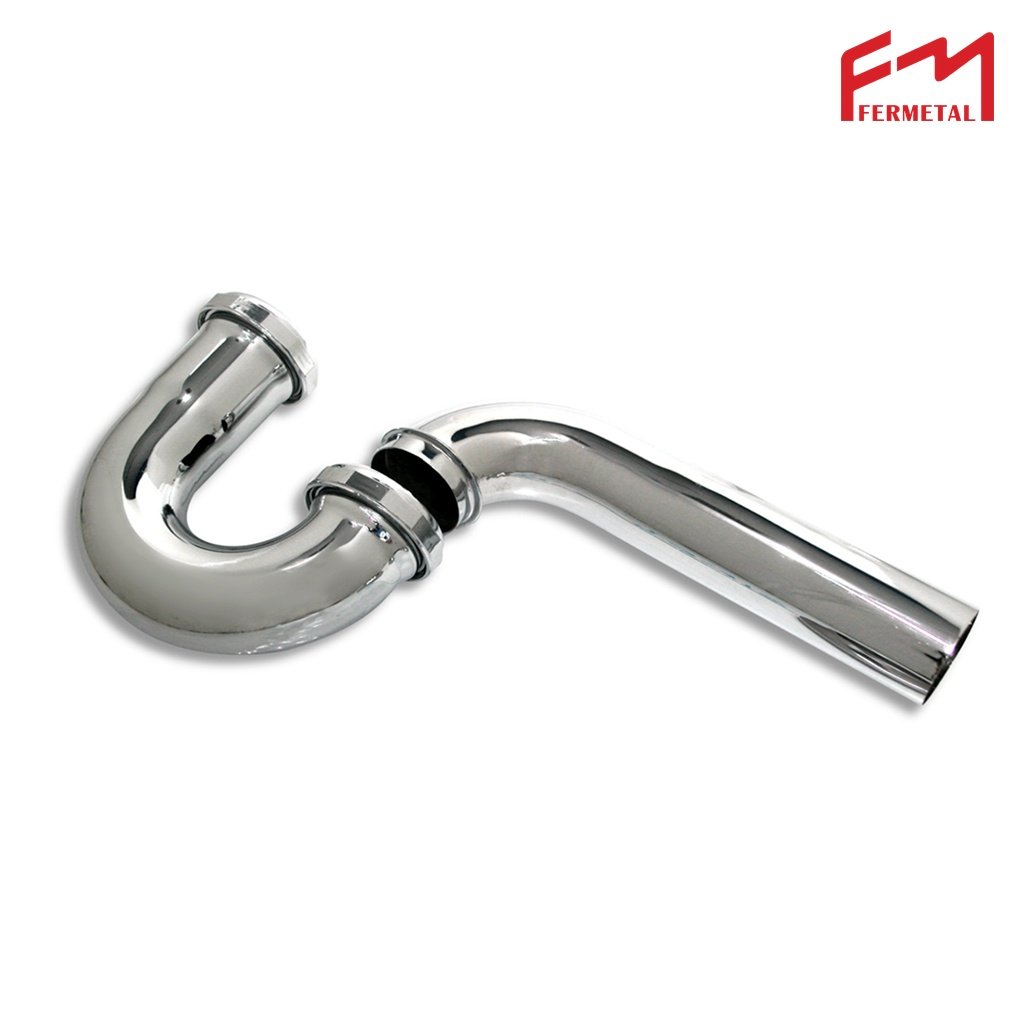 Sifón de 1 1/2" metálico cromado con rosca