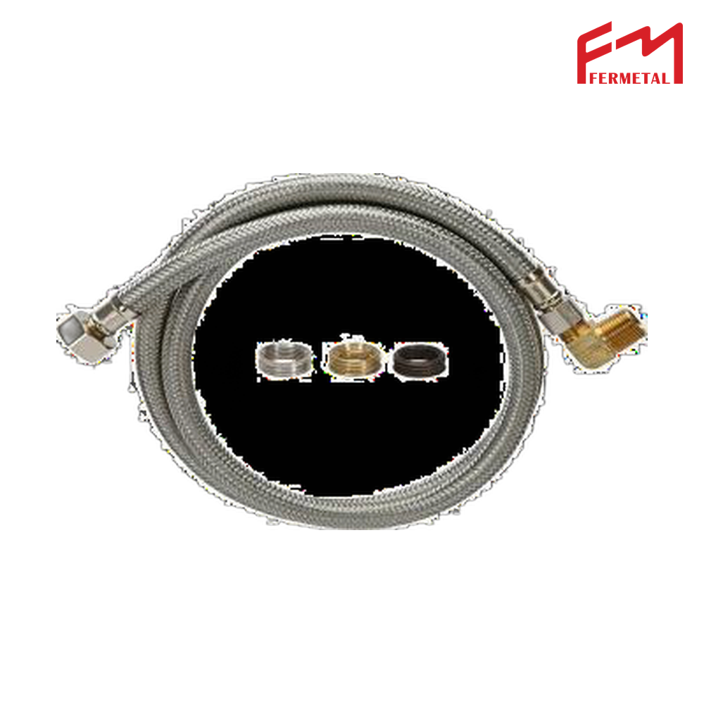 Tubo flexible 1/2"x3/8" malla de acero para lavavajillas, con codo accesorio, 48" Fluidmaster