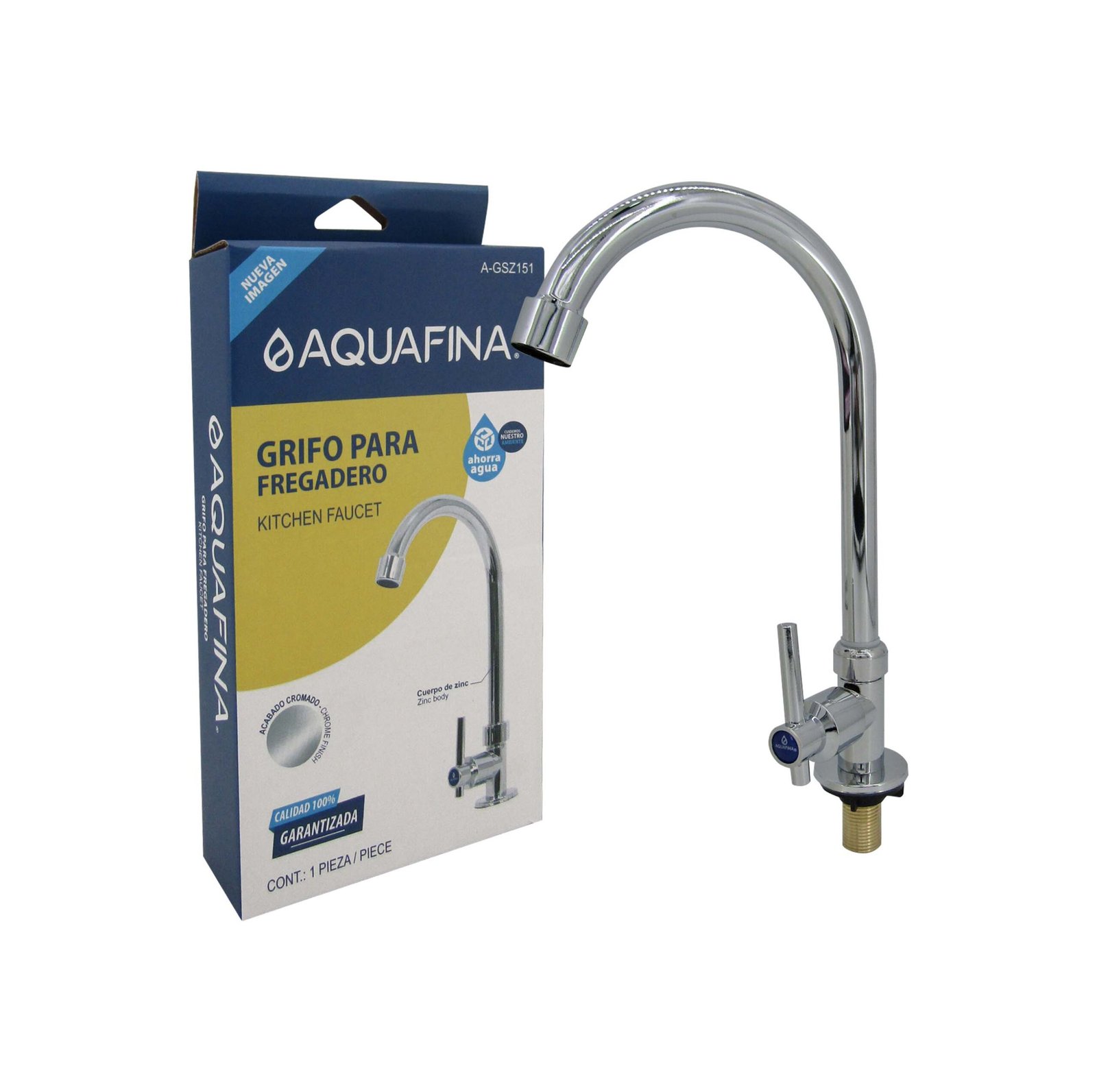 Grifo para Fregadero Metálica Cromado Manilla T/perilla Aquafina