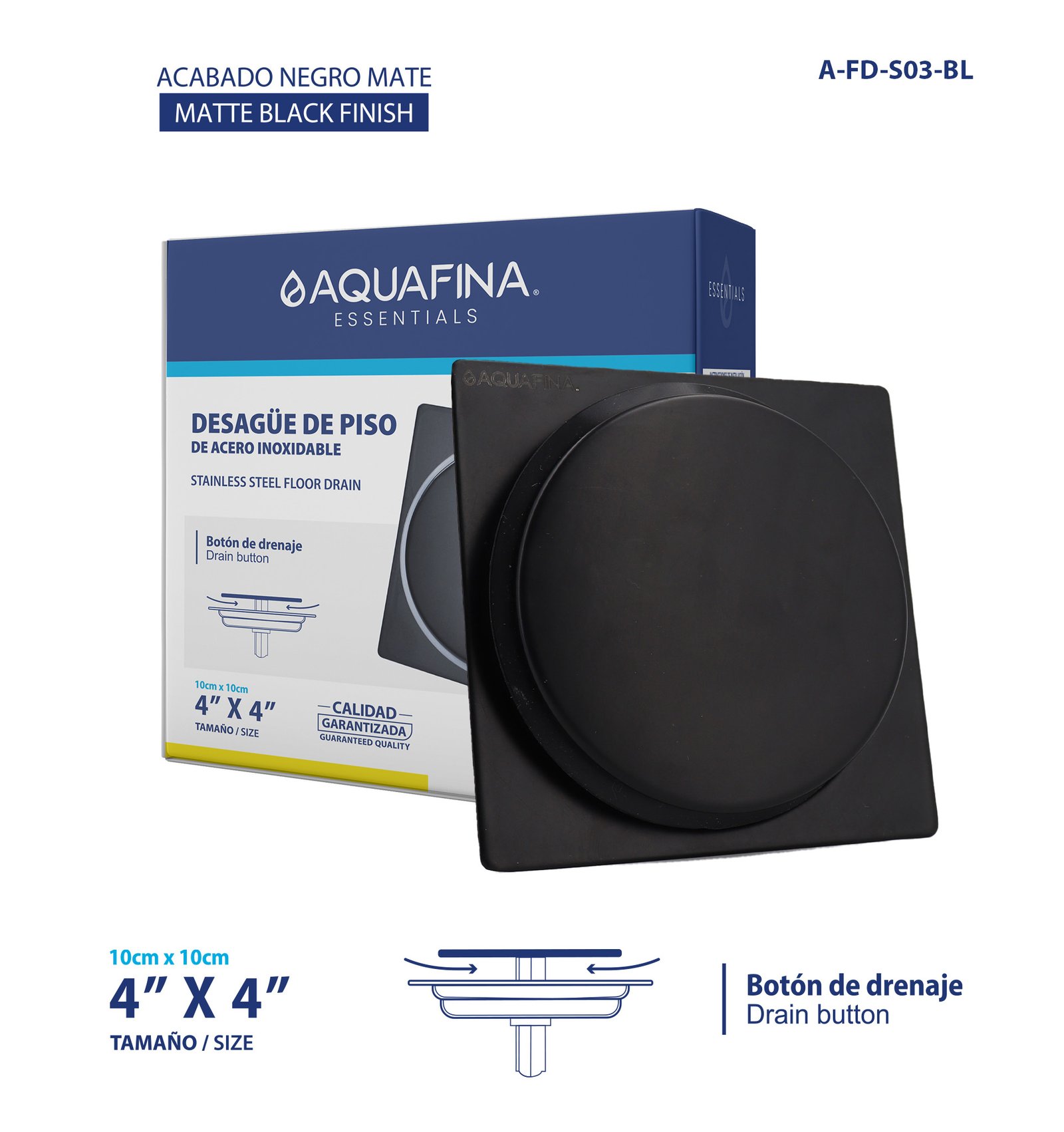 Desagüe para Piso Acero Inoxidable Acabado Negro Aquafina