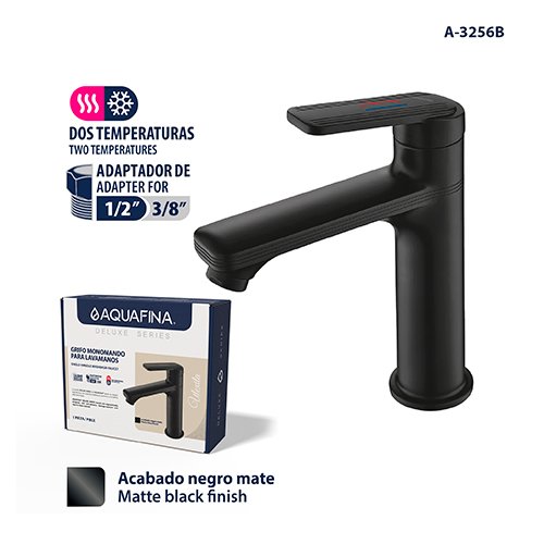 Deluxe Grifo Monomando para Lavamanos Acabado Negro Mate Aquafina