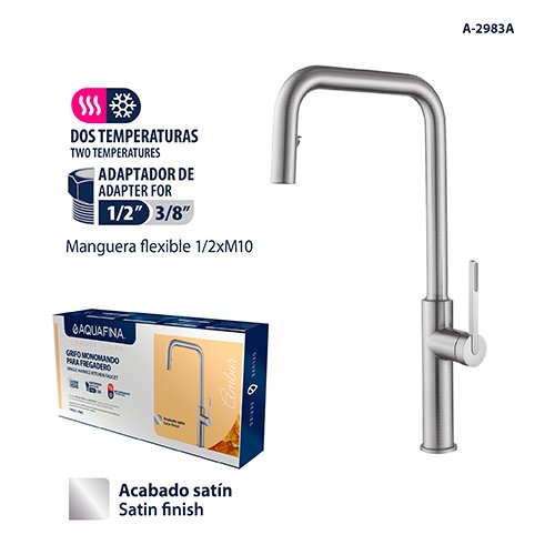 Deluxe Grifo Monomando para Fregadero Acabado Satinado Aquafina
