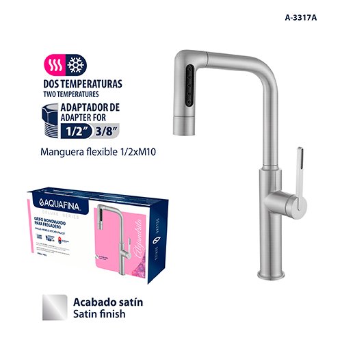 Deluxe Grifo Monomando para Fregadero Acabado Satinado Aquafina