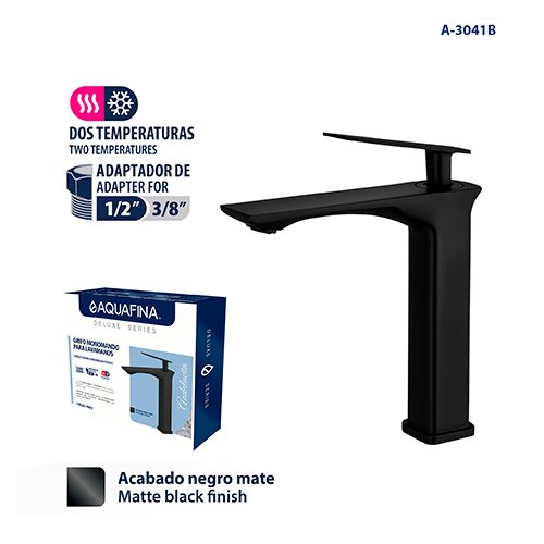 Deluxe Grifo Monomando para Lavamanos Acabado Negro Mate Aquafina