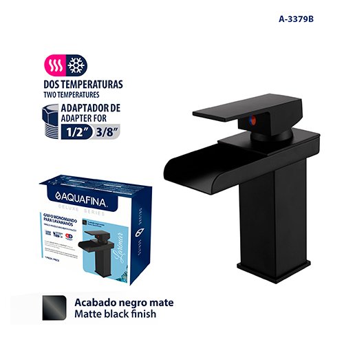 Deluxe Grifo Monomando para Lavamanos Acabado Negro Mate Aquafina