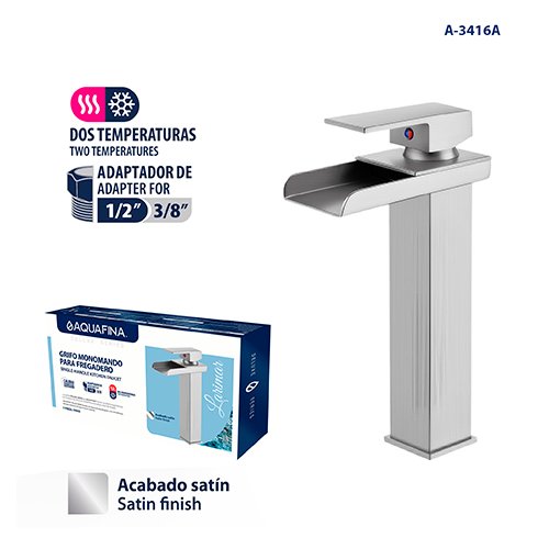 Deluxe Grifo Monomando para Lavamanos Acabado Satinado Aquafina