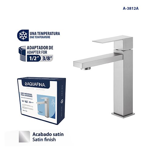 Deluxe Grifo Monomando para Lavamanos Acabado Satinado Aquafina