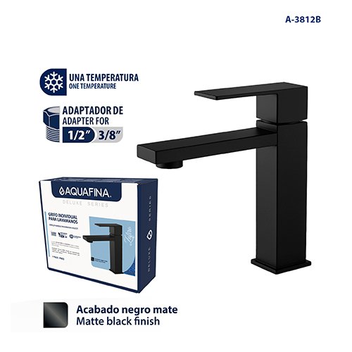 Deluxe Grifo Monomando para Lavamanos Acabado Negro Mate Aquafina
