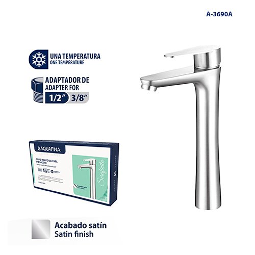 Deluxe Grifo Monomando para Lavamanos Acabado Satinado Aquafina