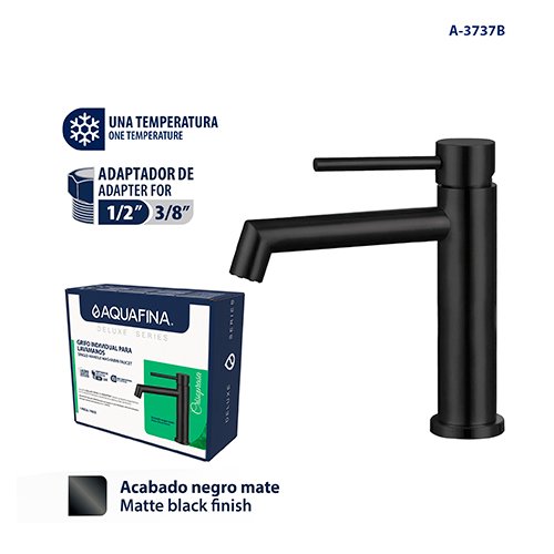 Deluxe Grifo Monomando para Lavamanos Acabado Negro Mate Aquafina