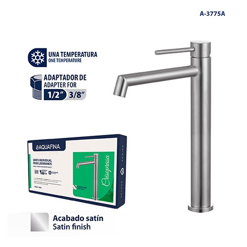 Deluxe Grifo Monomando para Lavamanos Acabado Satinado Aquafina