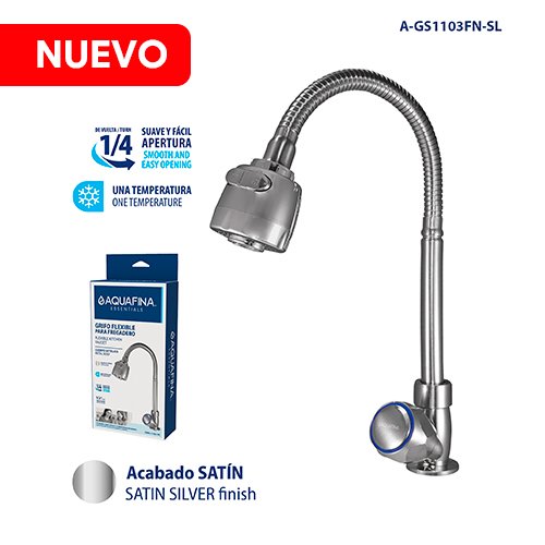 Grifo Flexible para Fregadero Satinado Cuerpo Metálico Aquafina