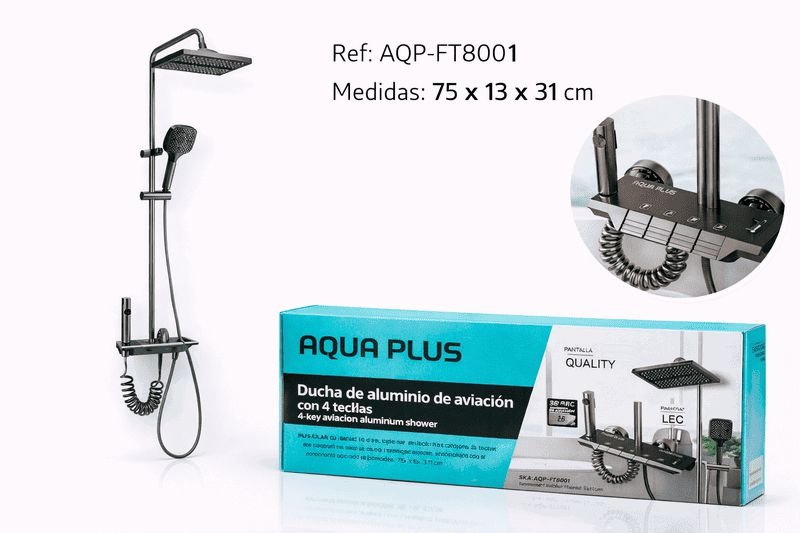 Ducha Eléctrica de Aluminio Medidas 75 x 13 x 31 cm Aqua Plus