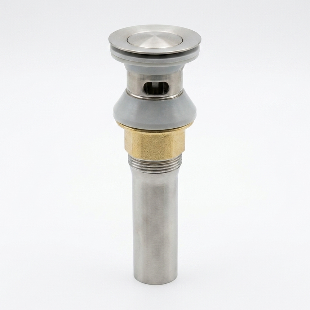 Aqual Desagüe de lavamanos metálico Con rebose Satinado Push button