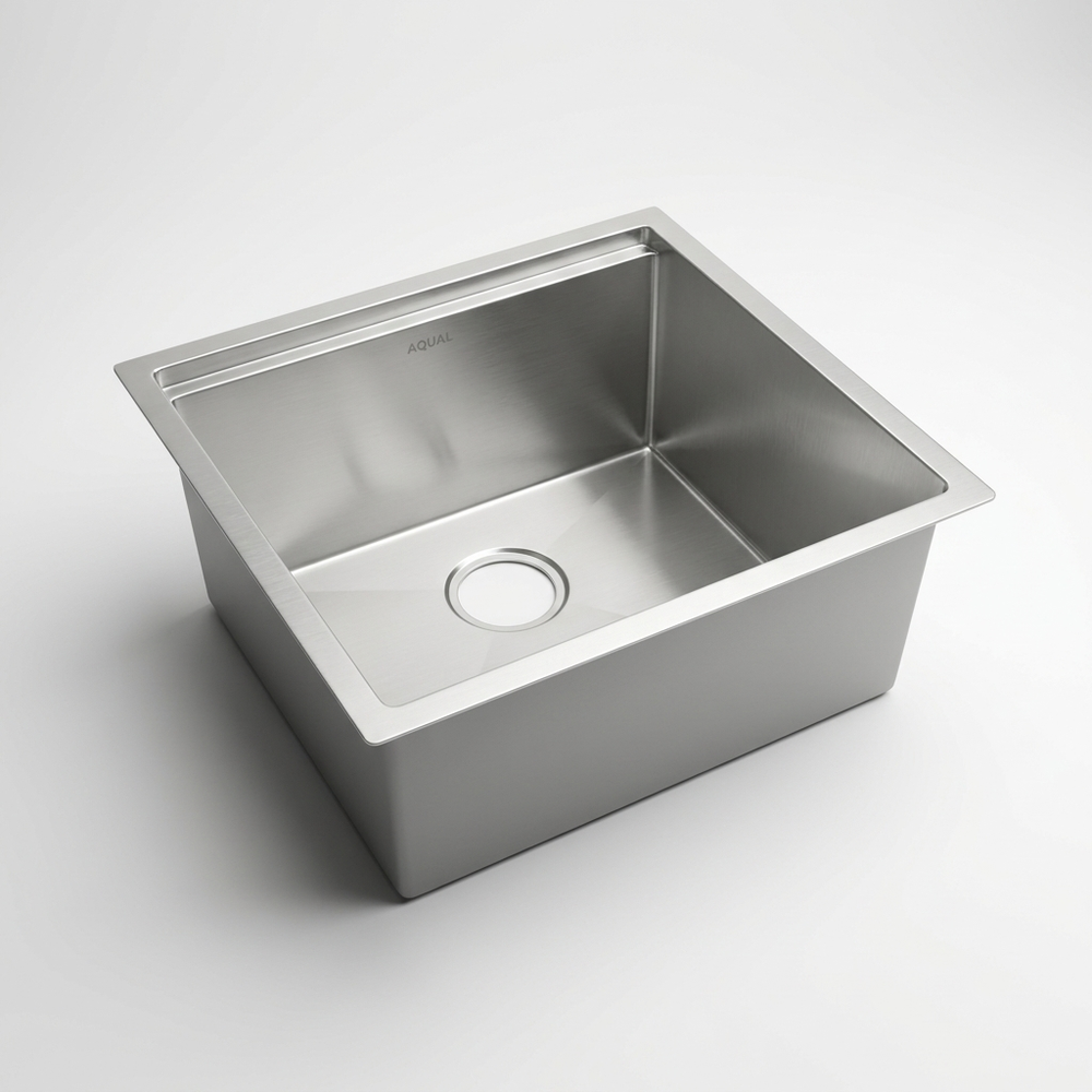 Aqual Fregadero bajo tope una tina satinado A/I201 53 x 53 x 25,4 cm