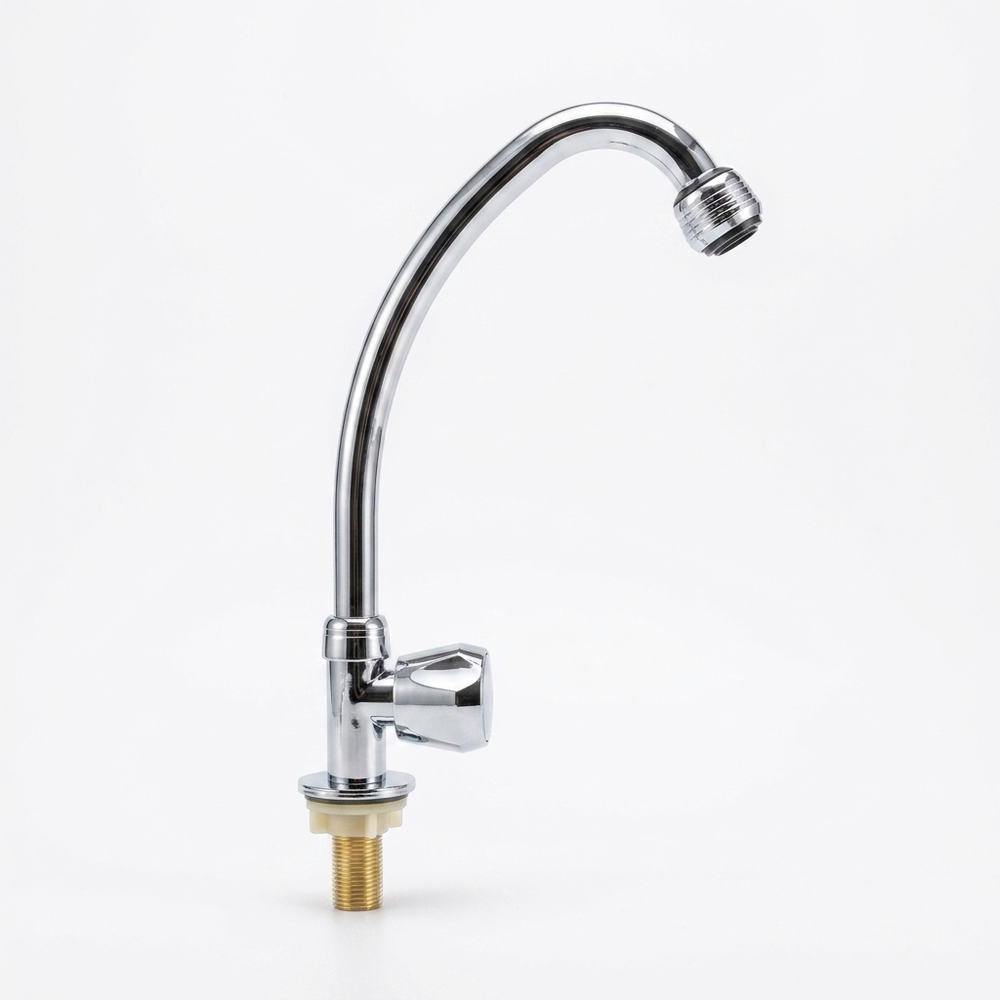 Aqual Grifería de fregadero ¼" Cromada Cuello de cisne Agua fría
