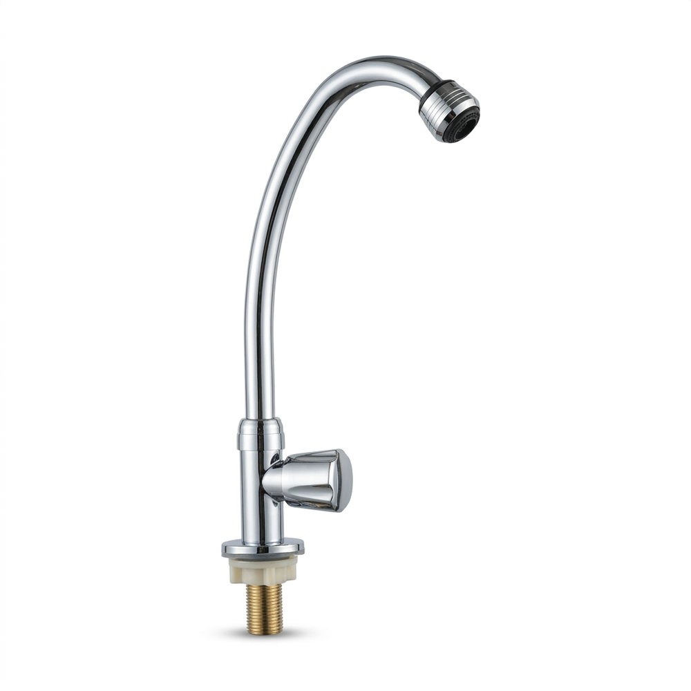 Aqual Grifería de fregadero Cromada Cuello de cisne Agua fría