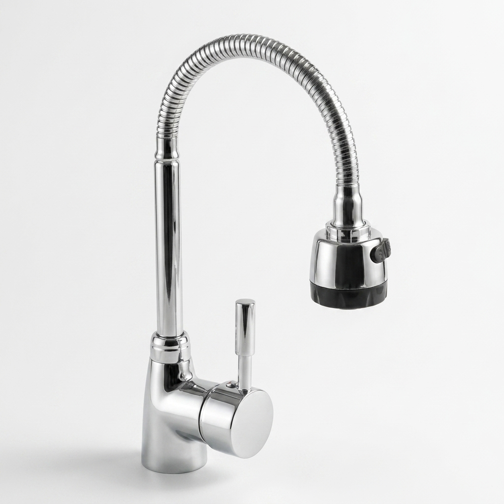 Aqual Grifería de fregadero Cromada Cuello de cisne flexible Monomando